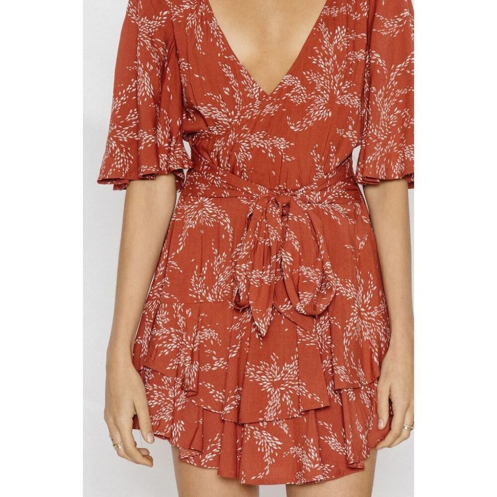 POLLY Rust Wrap Romper Ruffle Size 12 - Picture 1 of 11